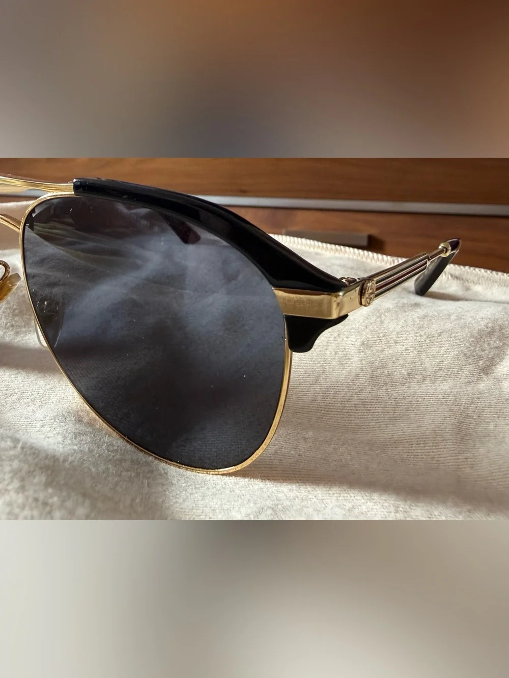 Gucci Gold Frame Sunglasses with Black Lenses